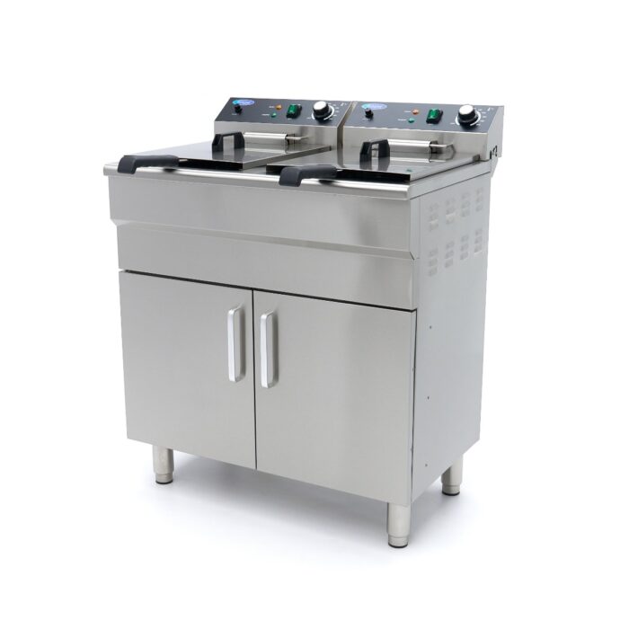 Fritüür – 2 x 16 l – 2 korvi – äravoolukraani ja alusega – 230 V - Image 1
