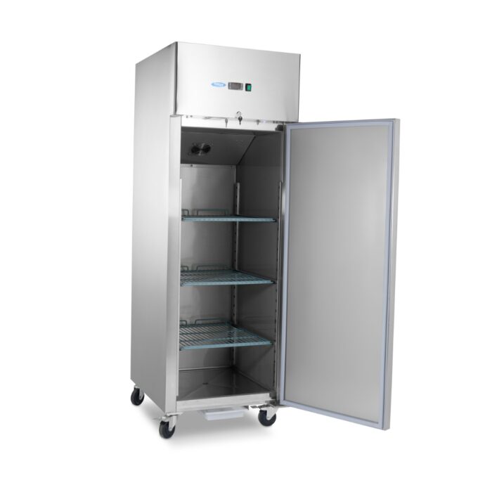 Külmkapp – 600 l – 3 reguleeritavat riiulit (2/1 GN) – roostevaba teras – ratastel - Image 2