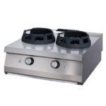 Premium wok-pliit – 2 x 28,5 cm keeduringi – kahekordne – sügavus 90 cm – gaas