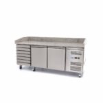 Pitsa ettevalmistamise külmik – 202 cm – 2 ust – mahutab 5 x 1/6 GN – 7 sahtlit