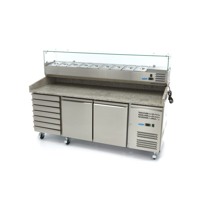 Pitsa ettevalmistamise külmik – 202 cm – 2 ust – mahutab 5 x 1/6 GN – 7 sahtlit - Image 6