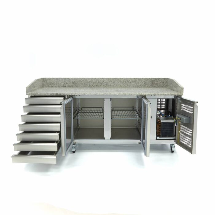 Pitsa ettevalmistamise külmik – 202 cm – 2 ust – mahutab 5 x 1/6 GN – 7 sahtlit - Image 3