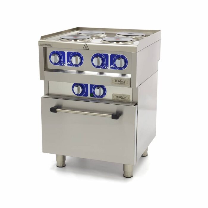 Tööstuslik pliit – 4 põletit – elektriline – kahekordne – sügavus 60 cm – ahjuga - Image 1