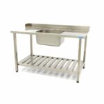 Nõudepesumasina laud – 140 x 75 cm – paremal – valamu ja tagaseinaga – koos hoiuruumiga