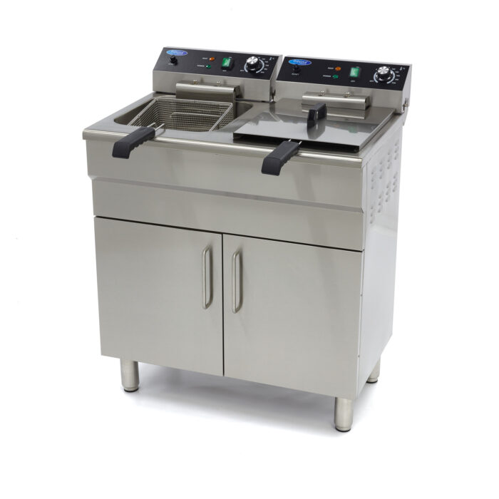 Fritüür – 2 x 16 l – 2 korvi – äravoolukraani ja alusega – 400 V - Image 1
