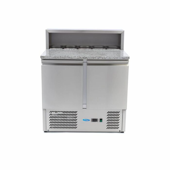 Pitsa ettevalmistamise külmik – 90 cm – 2 ust – mahutab 5 x 1/6 GN – roostevabast terasest kate - Image 2