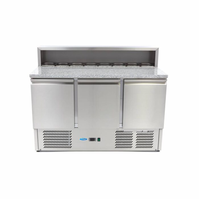 Pitsa ettevalmistamise külmik – 137 cm – 3 ust – mahutab 8 x 1/6 GN – roostevabast terasest kate - Image 2