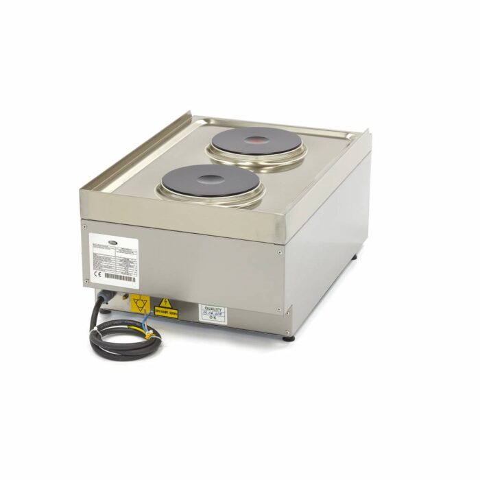 Tööstuslik pliit – 2 põletit – üheosaline – sügavus 60 cm – elektriline - Image 4