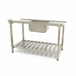 Nõudepesumasina laud – 160 x 75 cm – vasakpoolne – valamu ja tagaseinaga – koos hoiustamisriiuliga - Image 4