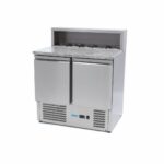 Pitsa ettevalmistamise külmik – 90 cm – 2 ust – mahutab 5 x 1/6 GN – roostevabast terasest kate