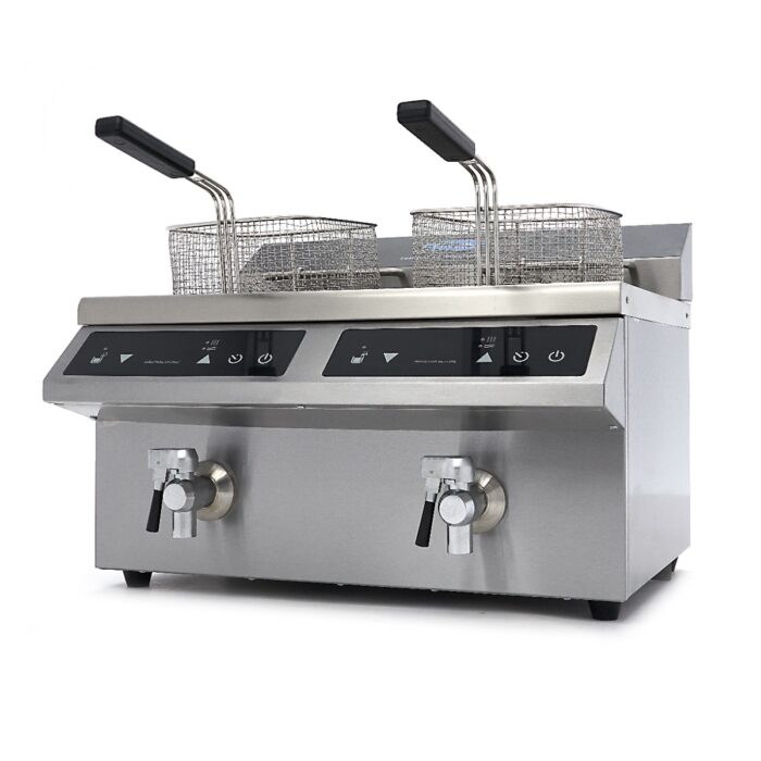 Fritüürpann – 2 x 8 l – 2 korvi – äravoolukraaniga – induktsioon - Image 5