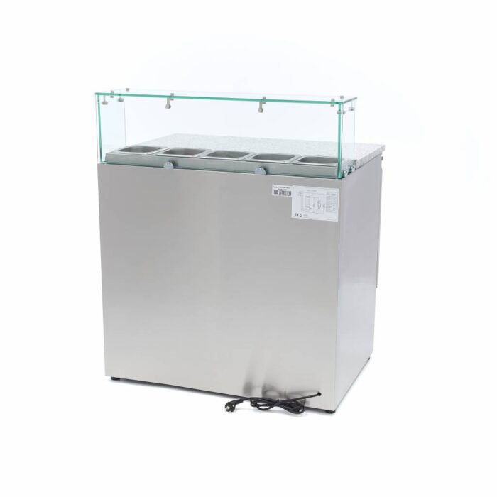 Pitsa ettevalmistamise külmik – 90 cm – 2 ust – mahutab 5 x 1/6 GN – koos klaaskattega - Image 4