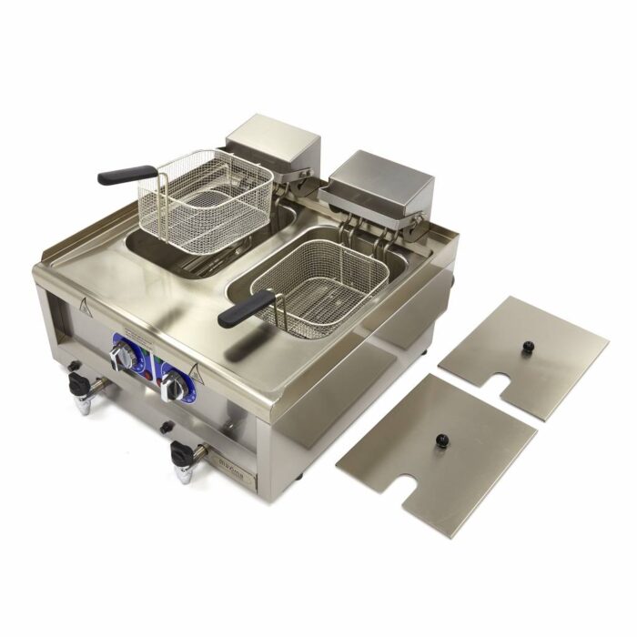 Fritüür – 2 x 10 l – 2 korvi – äravoolukraaniga – 400 V - Image 3