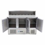 Pitsa ettevalmistamise külmik – 137 cm – 3 ust – mahutab 8 x 1/6 GN – roostevabast terasest kate - Image 5