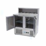 Pitsa ettevalmistamise külmik – 90 cm – 2 ust – mahutab 5 x 1/6 GN – roostevabast terasest kate - Image 6