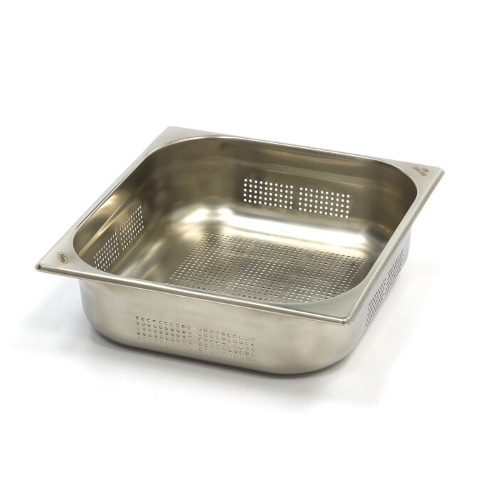 Gastronormi konteiner – 2/3 GN – sügavus 10 cm – roostevaba teras – perforeeritud - Image 1